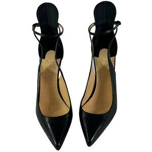 CHRISTIAN LOUBOUTIN Black Leather Mascara 100mm Slingback Pumps 39.5 -9.5 US